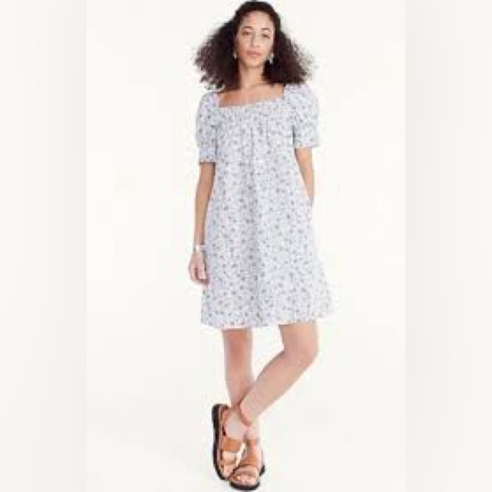 J. Crew White and Blue Floral Mini Dress